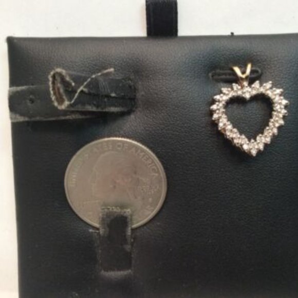 LADIES 14K REAL SOLID GOLD REAL DIAMOND HEART CHARM PENDANT 2.70GR   .45CT - Picture 4 of 8